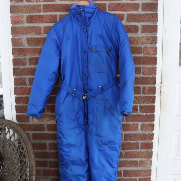 vintage eddie bauer snowsuit * snow suit * size large womens * euc * blue / red - Picture 1 of 11